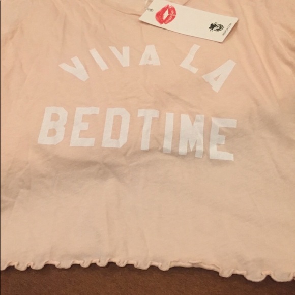 NWT Wildfox Light Pink Viva La Bedtime Crop Tee - Picture 5 of 8